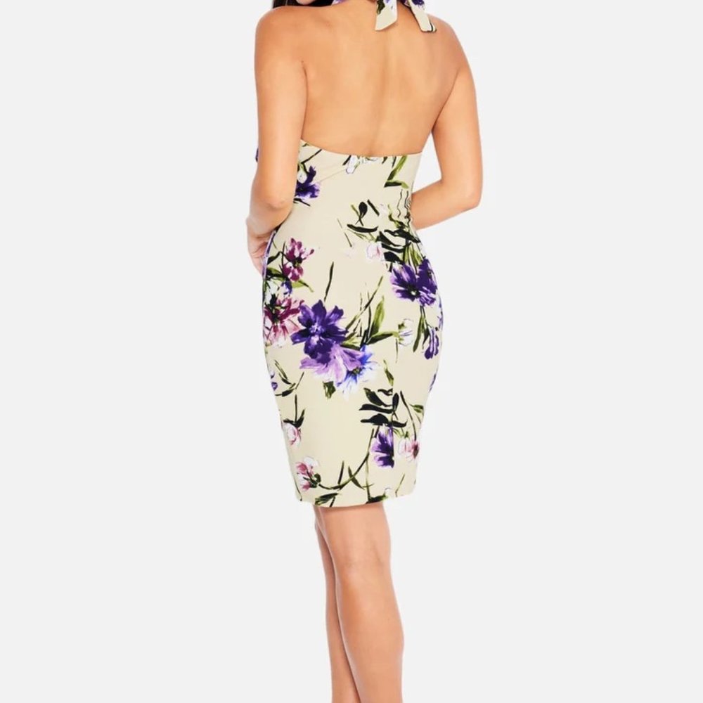 Bebe Printed Halter Ruffle Midi NWT - Picture 2 of 5